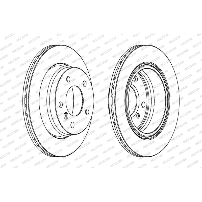 Jeu de 2 disques de frein arrière FERODO DDF831C - Visuel 1