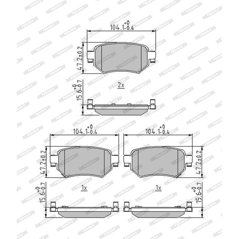 Jeu de 4 plaquettes de frein arrière FERODO FDB4944 - Visuel 1