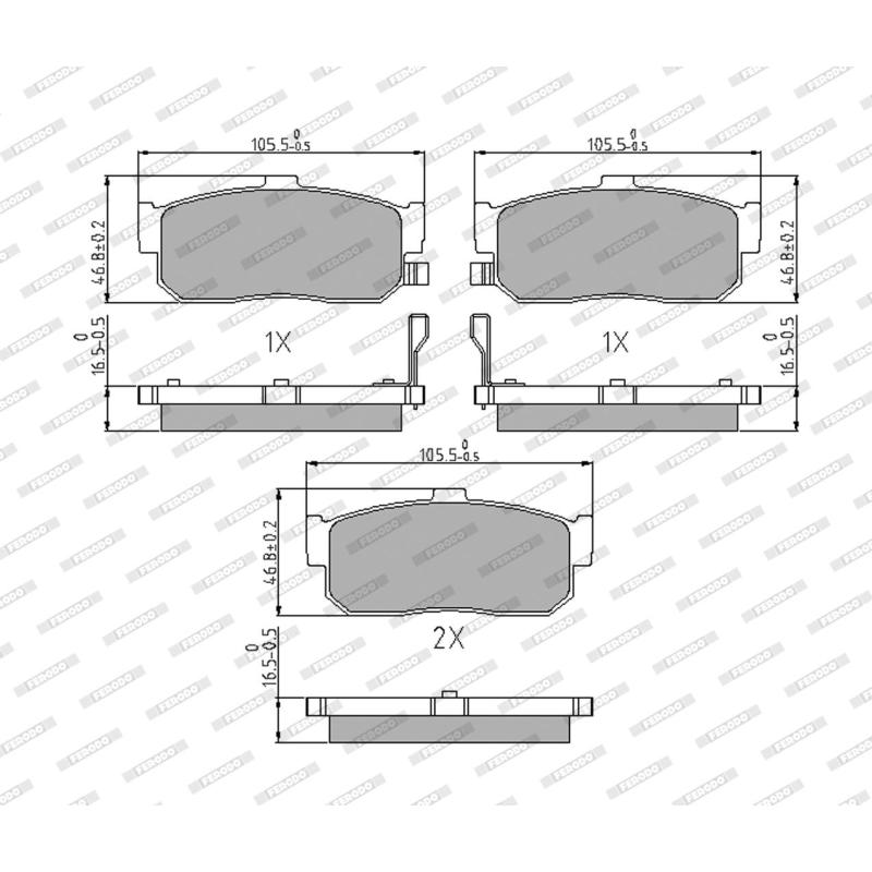 Jeu de 4 plaquettes de frein arrière FERODO FDB796 - Visuel 1