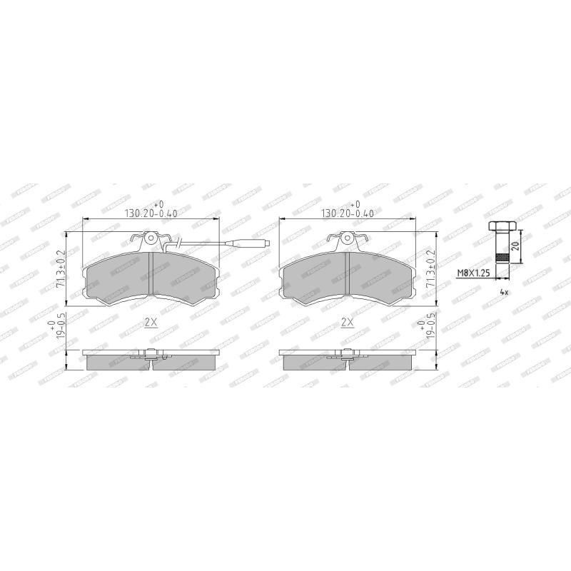 Jeu de 4 plaquettes de frein avant FERODO FVR287 - Visuel 1