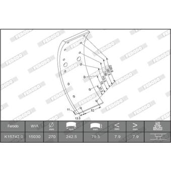 Kit de garnitures de frein, frein à tambour FERODO OEM 6674230210