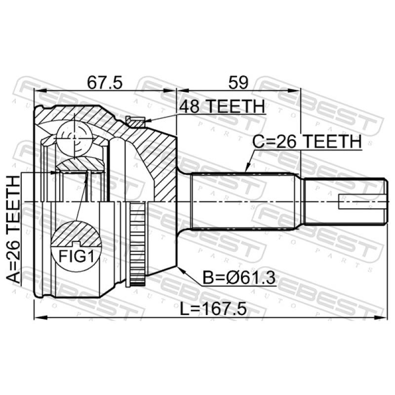 Embout de cardan avant (kit de réparation) FEBEST 0110-ACV40L26A48 - Visuel 2