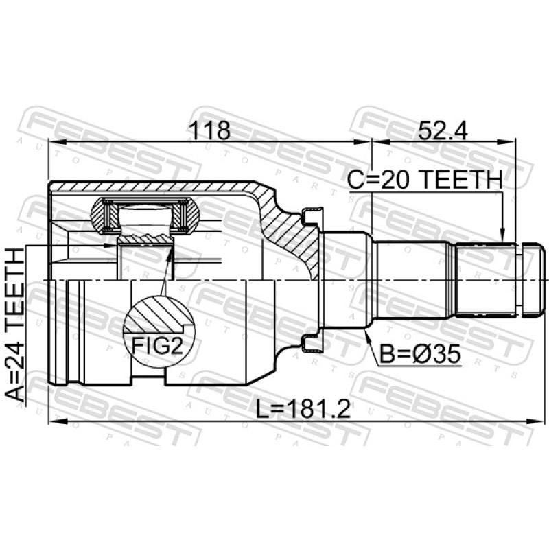 Jeu de joints, arbre de transmission avant gauche FEBEST 0111-ZRE181LH - Visuel 2