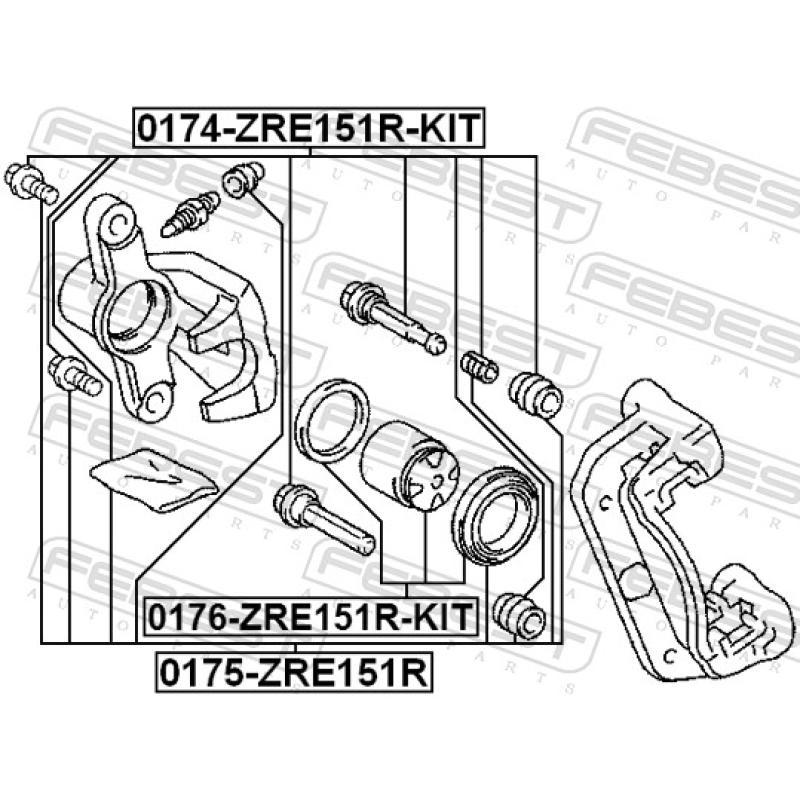 Boulon de guidage, étrier de frein FEBEST 0174-ZRE151R-KIT - Visuel 2