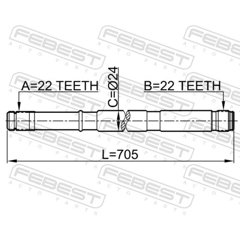 Arbre de transmission avant droit FEBEST 0212-N16RH - Visuel 1