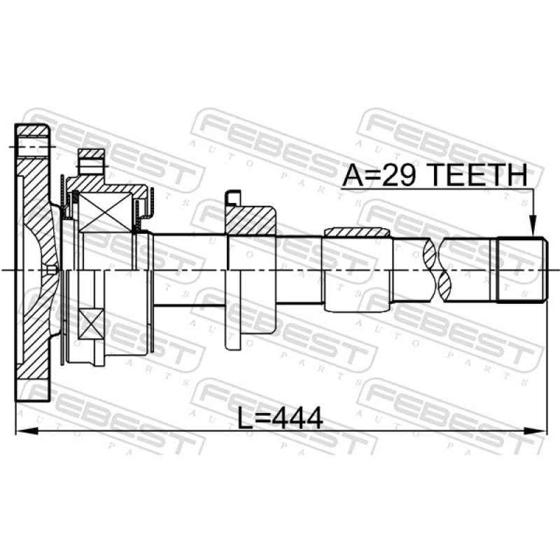 Arbre de transmission avant droit FEBEST 0212-T30MTRH - Visuel 1