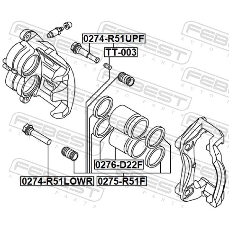 Boulon de guidage, étrier de frein FEBEST 0274-R51UPF - Visuel 2