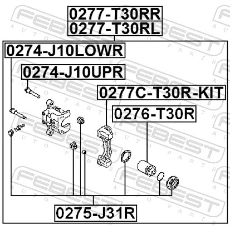 Jeu de supports d'étriers de freins FEBEST 0277C-T30R-KIT - Visuel 2