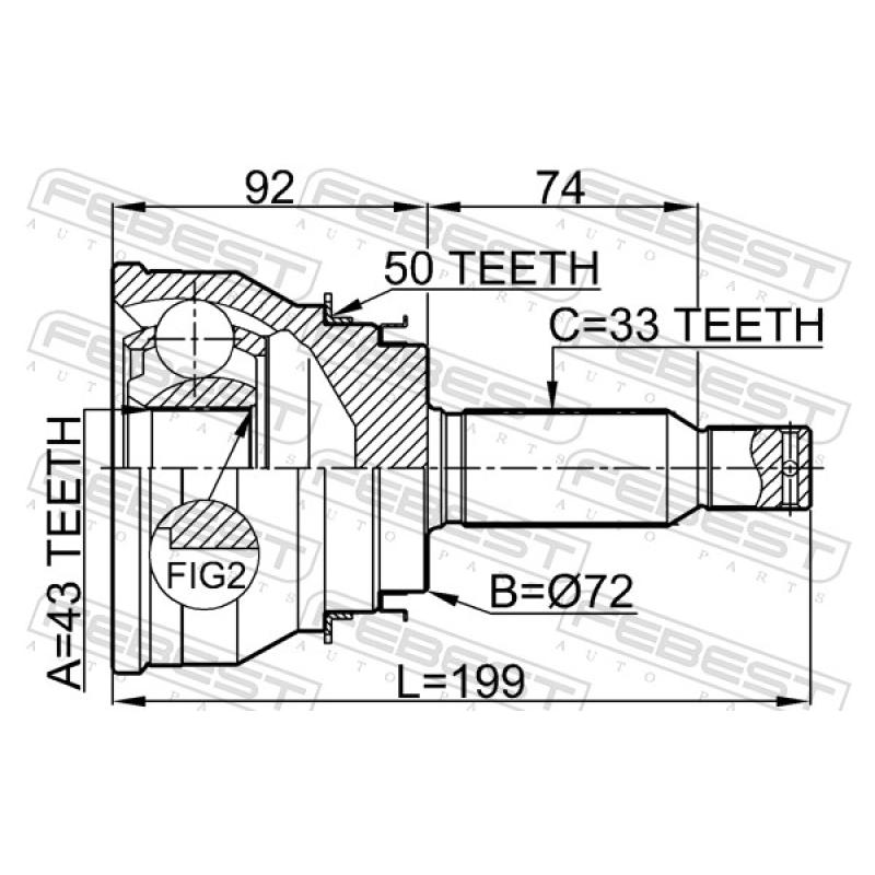 Embout de cardan avant (kit de réparation) FEBEST 0410-V75RA50 - Visuel 2