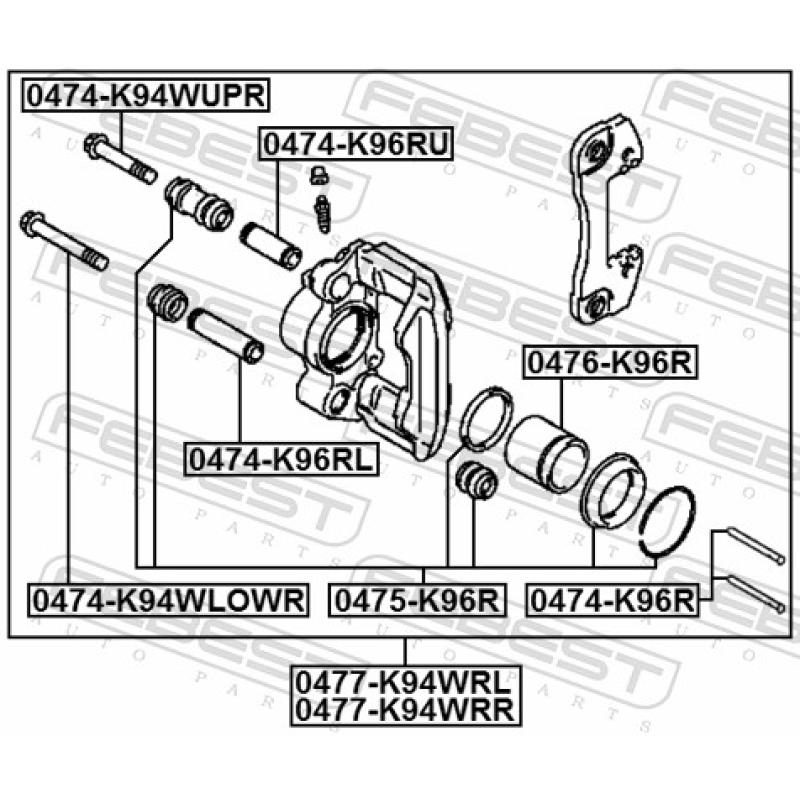 Boulon de guidage, étrier de frein FEBEST 0474-K96RU - Visuel 1