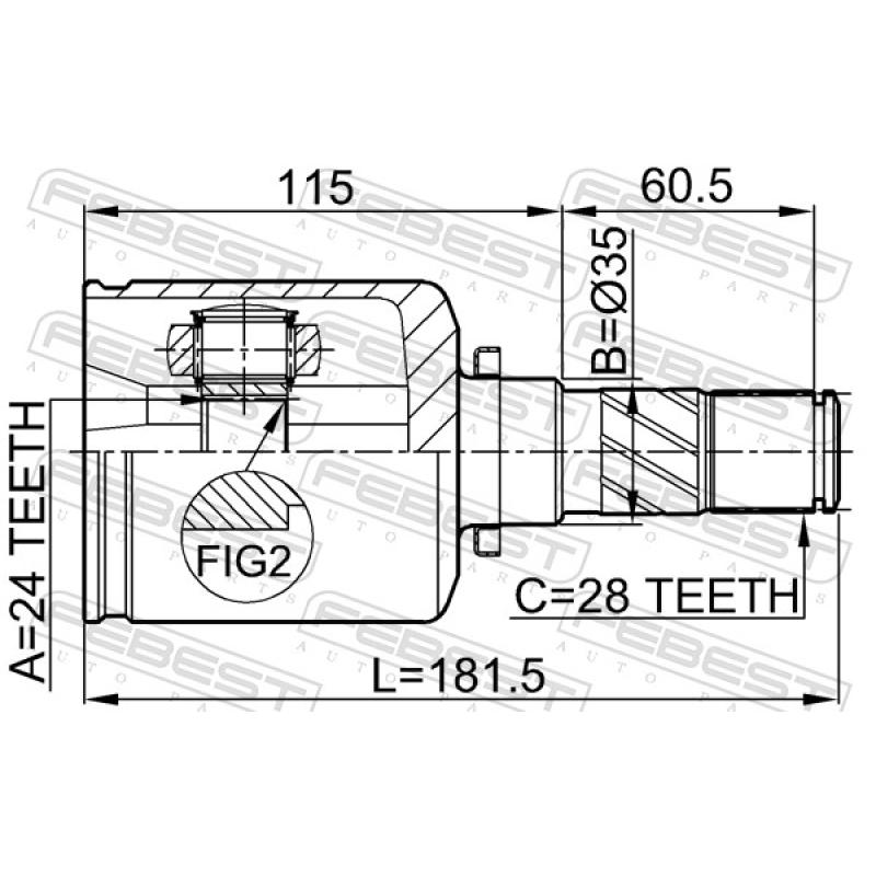Jeu de joints, arbre de transmission avant gauche FEBEST 0511-MZ5ATLH - Visuel 2