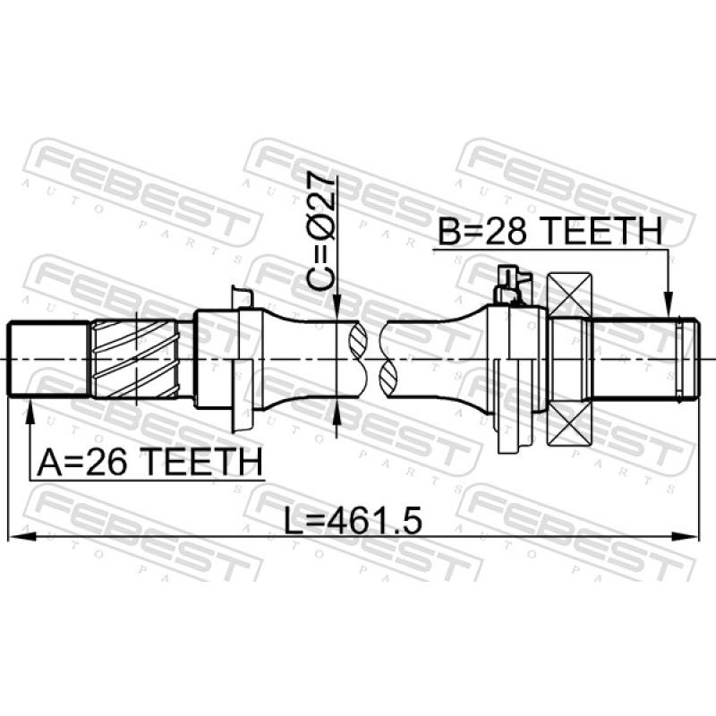Arbre de transmission avant droit FEBEST 0512-M316AT - Visuel 2