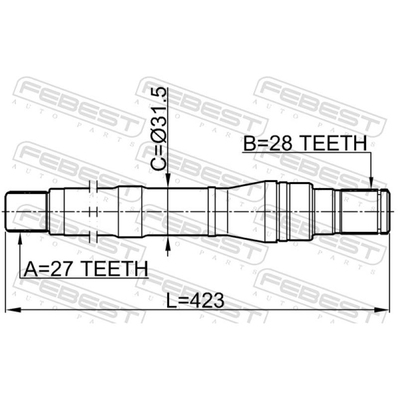Arbre de transmission avant droit FEBEST 1212-SFBM - Visuel 2