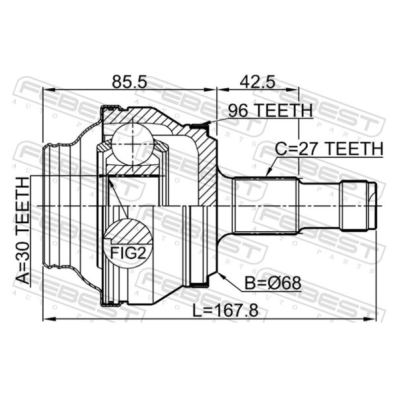 Embout de cardan avant (kit de réparation) FEBEST 1610-204A96R - Visuel 2
