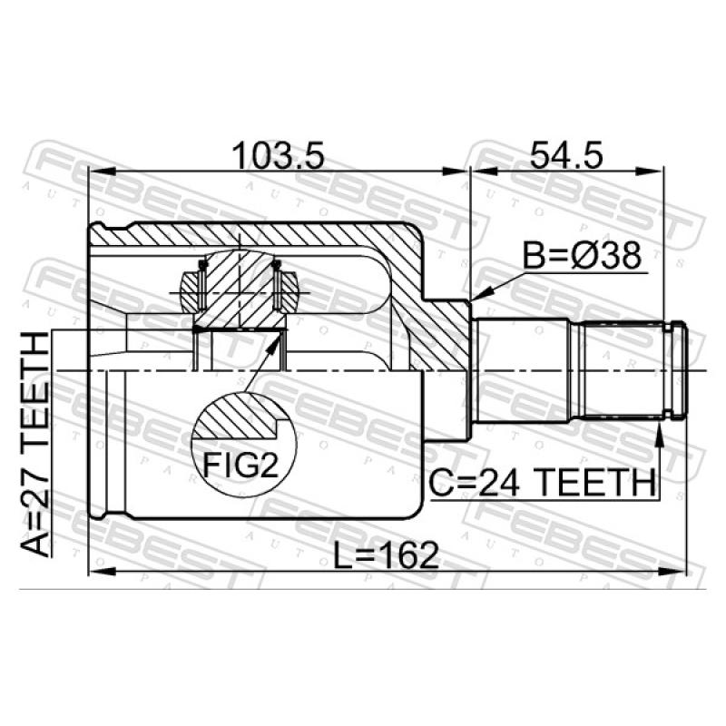 Jeu de joints, arbre de transmission avant droit FEBEST 1611-203RH - Visuel 2