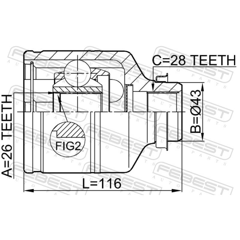 Jeu de joints, arbre de transmission avant droit FEBEST 2211-CARRH - Visuel 1
