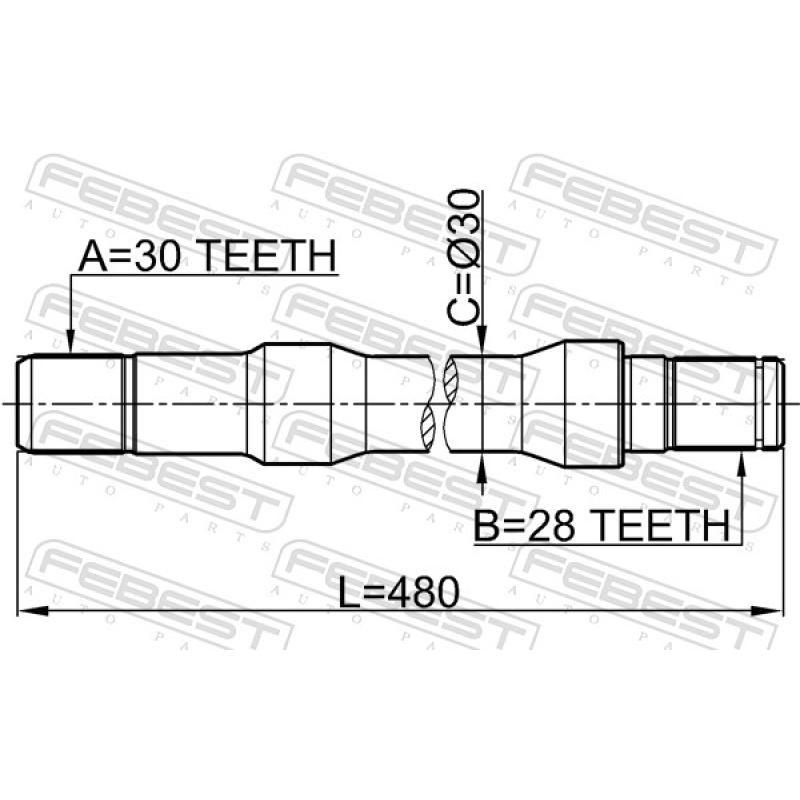 Arbre de transmission avant droit FEBEST 2212-SOR - Visuel 2