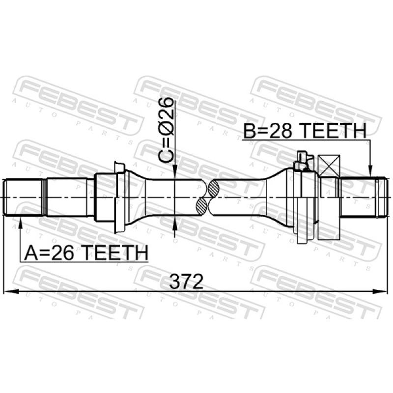 Arbre de transmission avant droit FEBEST 2212-SPAMT - Visuel 2