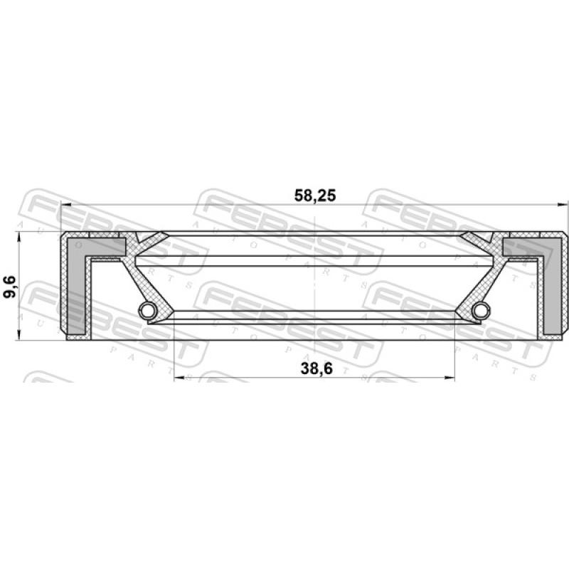 Bague d'étanchéité, arbre de transmission FEBEST 95GAY-40581010X - Visuel 2