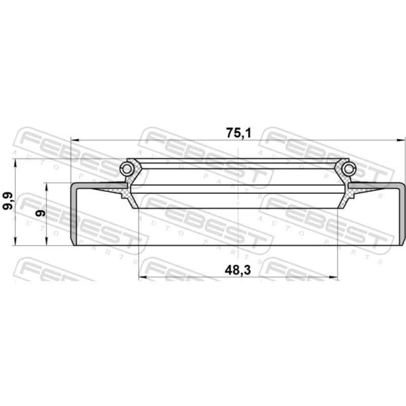 Bague d'étanchéité, moyeu de roue FEBEST 95GDS-50750910X - Visuel 1