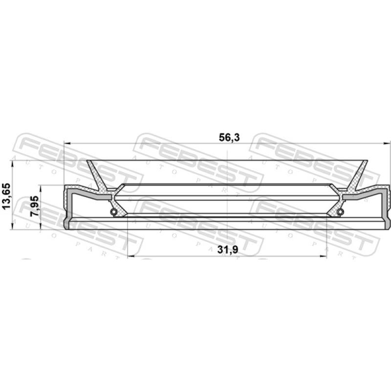 Bague d'étanchéité, boîte automatique FEBEST 95HEY-33560814C - Visuel 2