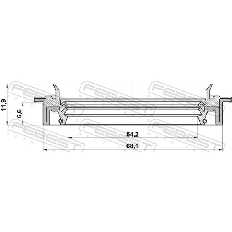 Bague d'étanchéité, moyeu de roue FEBEST 95JDS-56680712X - Visuel 2