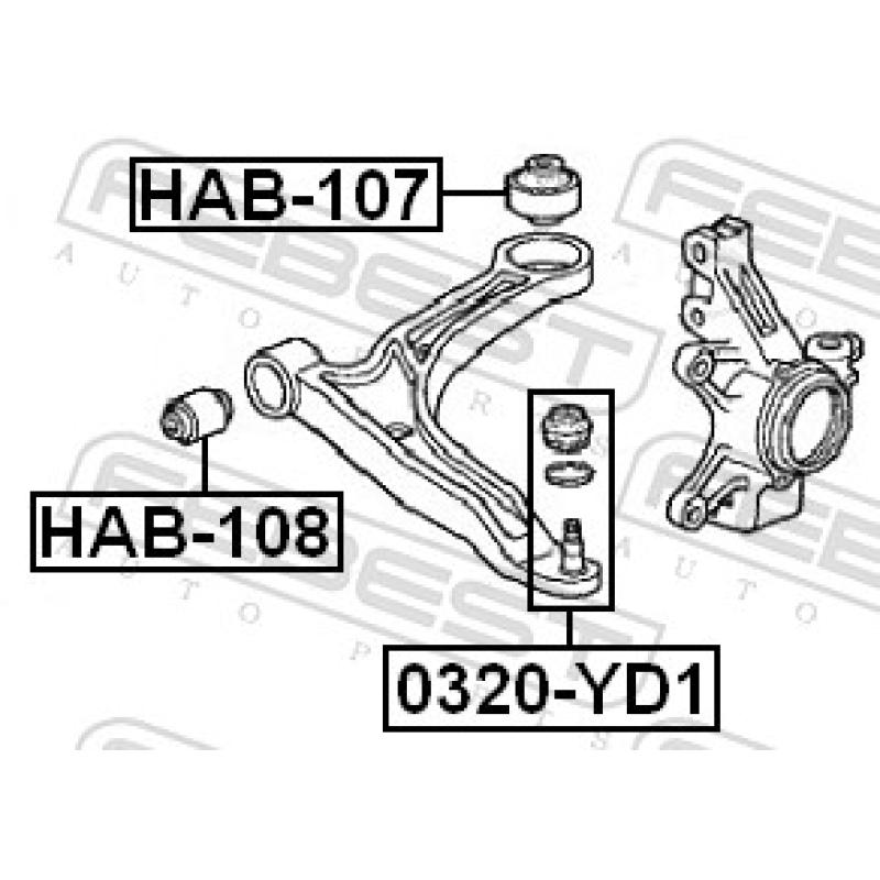 Silent bloc de suspension (train avant) FEBEST HAB-108 - Visuel 2