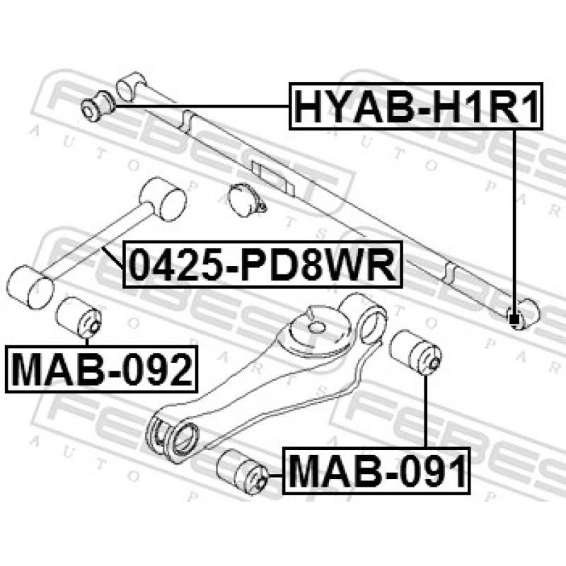 Silent bloc de suspension (train arrière) FEBEST HYAB-H1R1 - Visuel 1