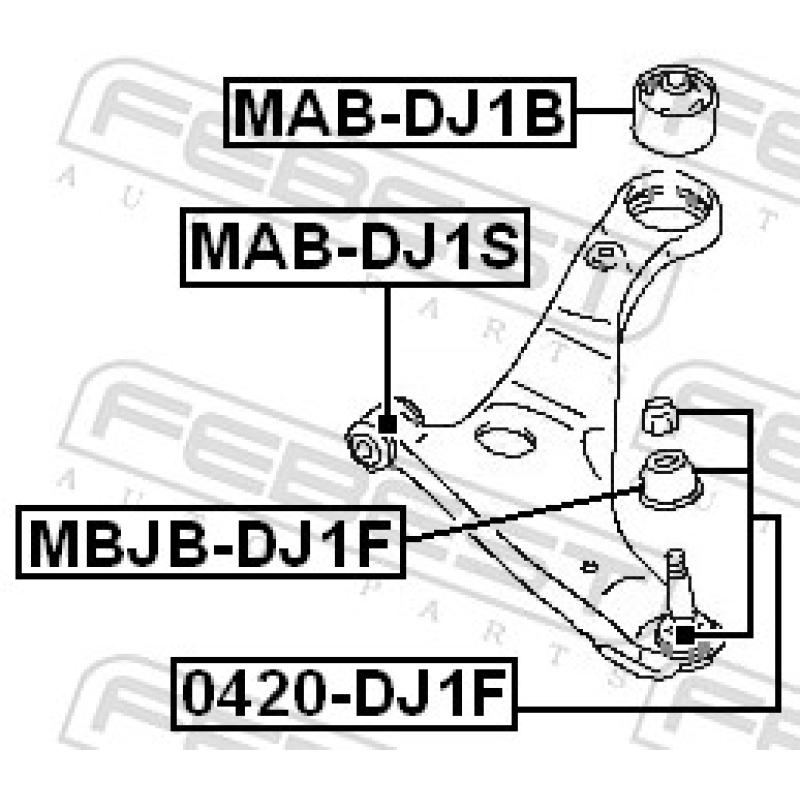 Silent bloc de suspension (train avant) FEBEST MAB-DJ1S - Visuel 2