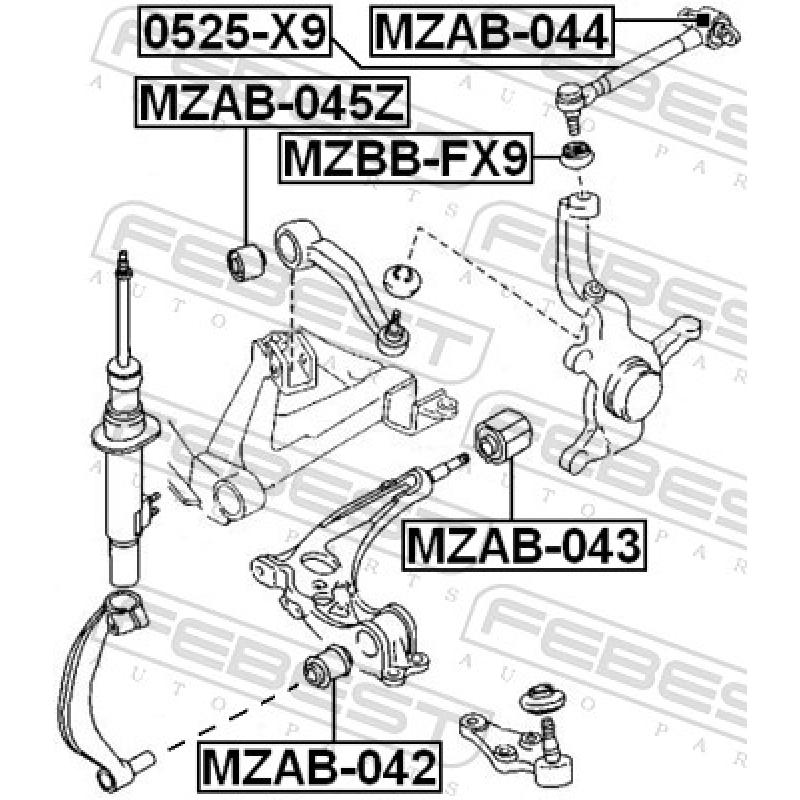 Silent bloc de suspension (train avant) FEBEST MZAB-042 - Visuel 1