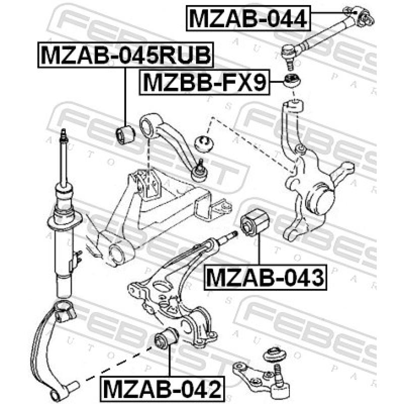 Silent bloc de suspension (train avant) FEBEST MZAB-045RUB - Visuel 2