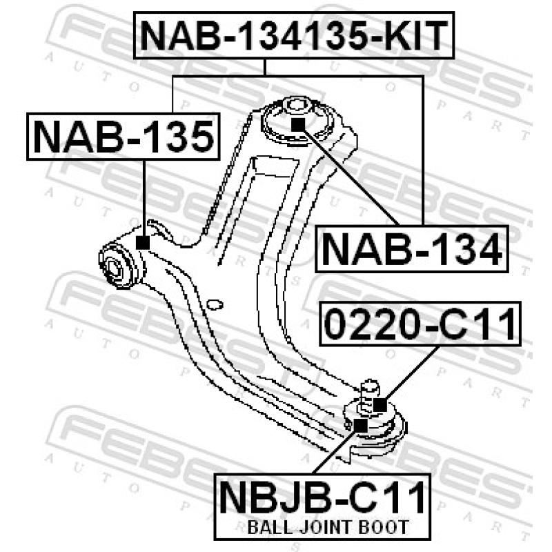 Silent bloc de suspension (train avant) FEBEST NAB-134 - Visuel 2