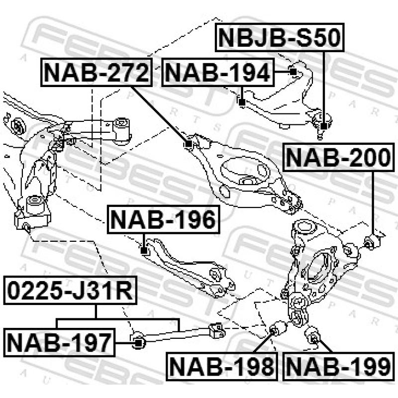 Douille de palier, bras transversal FEBEST NAB-199 - Visuel 2