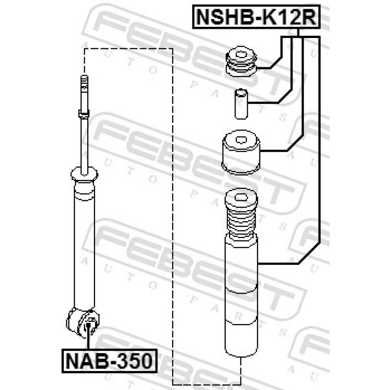 Douille, amortisseur FEBEST NAB-350 - Visuel 1