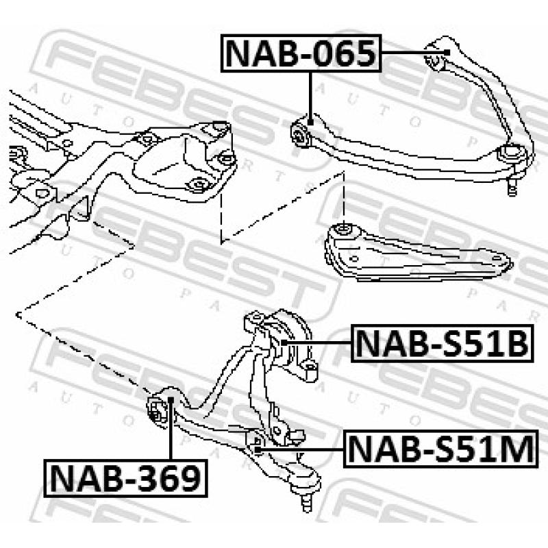 Silent bloc de suspension (train avant) FEBEST NAB-369 - Visuel 1