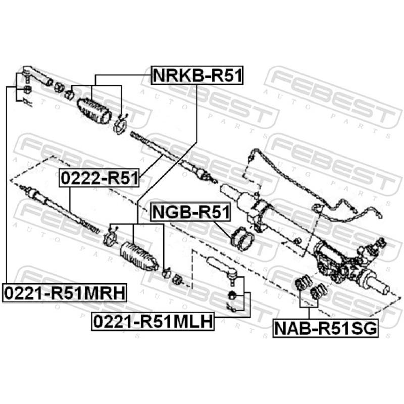 Suspension, crémaillière de direction FEBEST NGB-R51 - Visuel 1