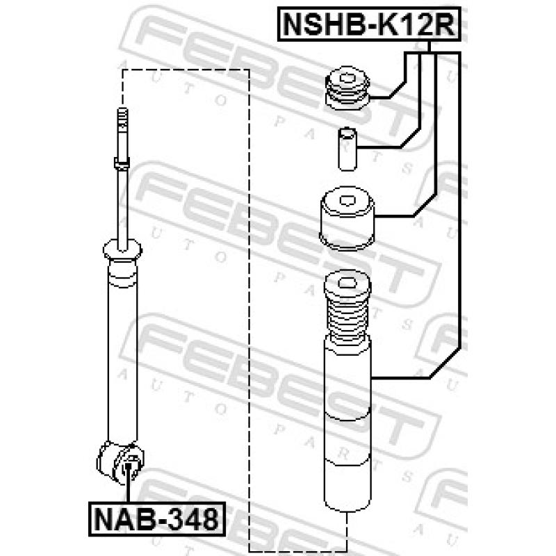 Bouchon de protection/soufflet, amortisseur FEBEST NSHB-K12R - Visuel 2