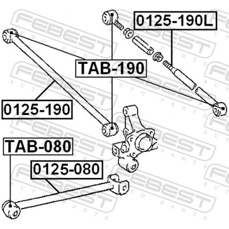 Silent bloc de suspension (train arrière) FEBEST TAB-080 - Visuel 2