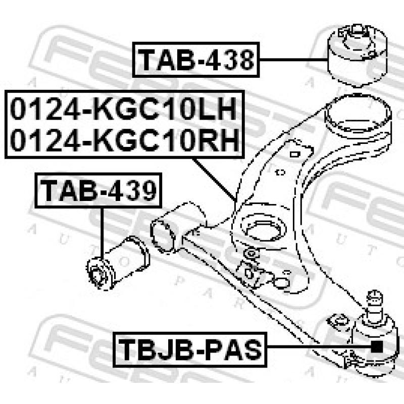 Silent bloc de suspension (train avant) FEBEST TAB-438 - Visuel 1