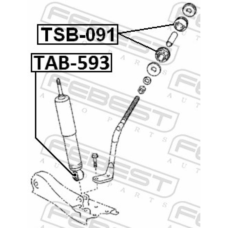 Douille, amortisseur FEBEST TAB-593 - Visuel 2