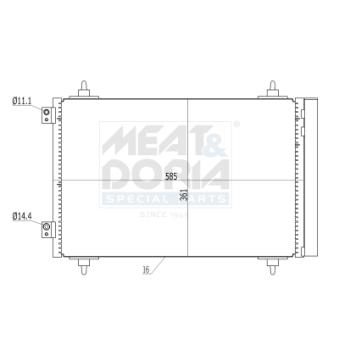 Condenseur, climatisation MEAT & DORIA 991012 pour CITROEN C8 2.0 HDI - 120cv