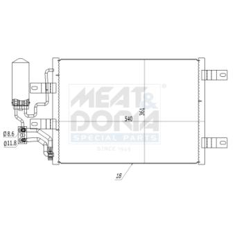 Condenseur, climatisation MEAT & DORIA 991083 pour OPEL MERIVA 1.3 CDTI - 69cv