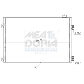 Condenseur, climatisation MEAT & DORIA 991138 pour RENAULT THALIA 1.5 DCI - 64cv