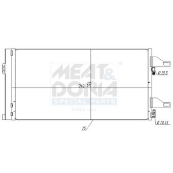 Condenseur, climatisation MEAT & DORIA 991256 pour AUDI A4 180 Multijet 2.3 D - 177cv