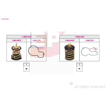 Thermostat, liquide de refroidissement EPS 1.879.982KK pour KIA K9 1.0 TSI - 110cv