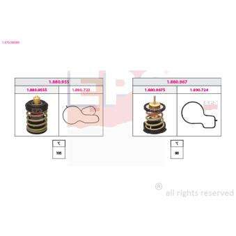 Thermostat, liquide de refroidissement EPS 1.879.986KK pour HYUNDAI GENESIS 1.0 TSI - 110cv