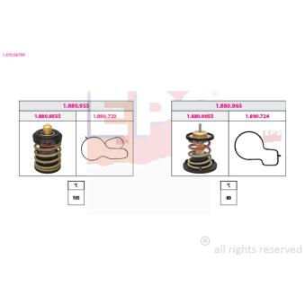 Thermostat, liquide de refroidissement EPS 1.879.987KK pour TOYOTA COROLLA 1.0 - 60cv