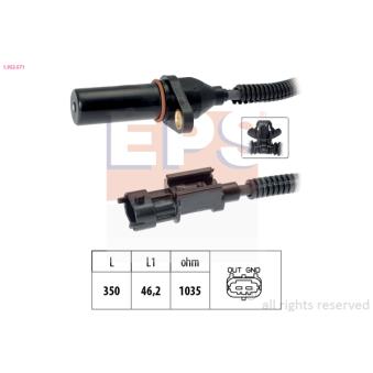 Capteur d'angle, vilebrequin EPS 1.953.571 pour CITROEN EVASION 1.4 16V - 90cv