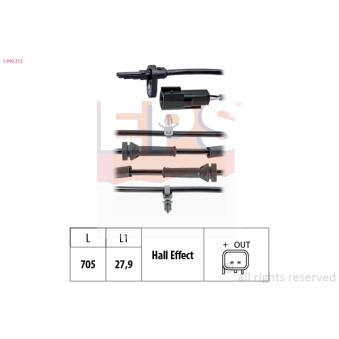 Capteur, vitesse de roue EPS 1.960.212 pour MAZDA 2 1.5 MZR - 102cv