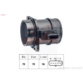 Débitmètre de masse d'air EPS 1.991.372 pour MAZDA BT-50 1.5 CRDi - 110cv
